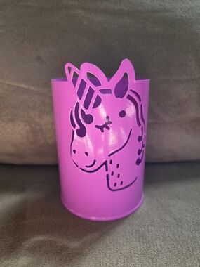 Girl's Pink Unicorn Pencil & Pen Metal Cup - Home Accents